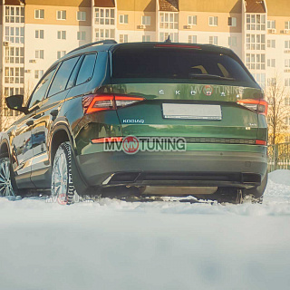 BLACK. Имитация насадок глушителя(выхлопа) крашенные для Skoda Kodiaq I поколение 2016 - 2023
